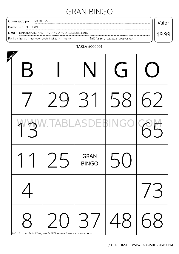 ॐ Bingo De Números Para Imprimir En Pdf 【¡vamos A Jugar!】
