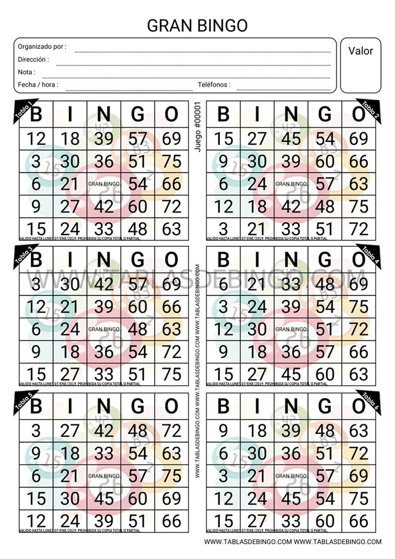 Tablas de Bingo - Personaliza, Descarga en PDF e Imprime